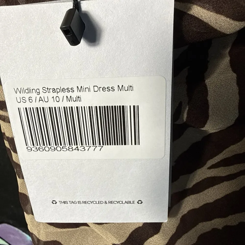 Princess Polly Wildling Strapless Mini Dress, Brown, Size 6 US